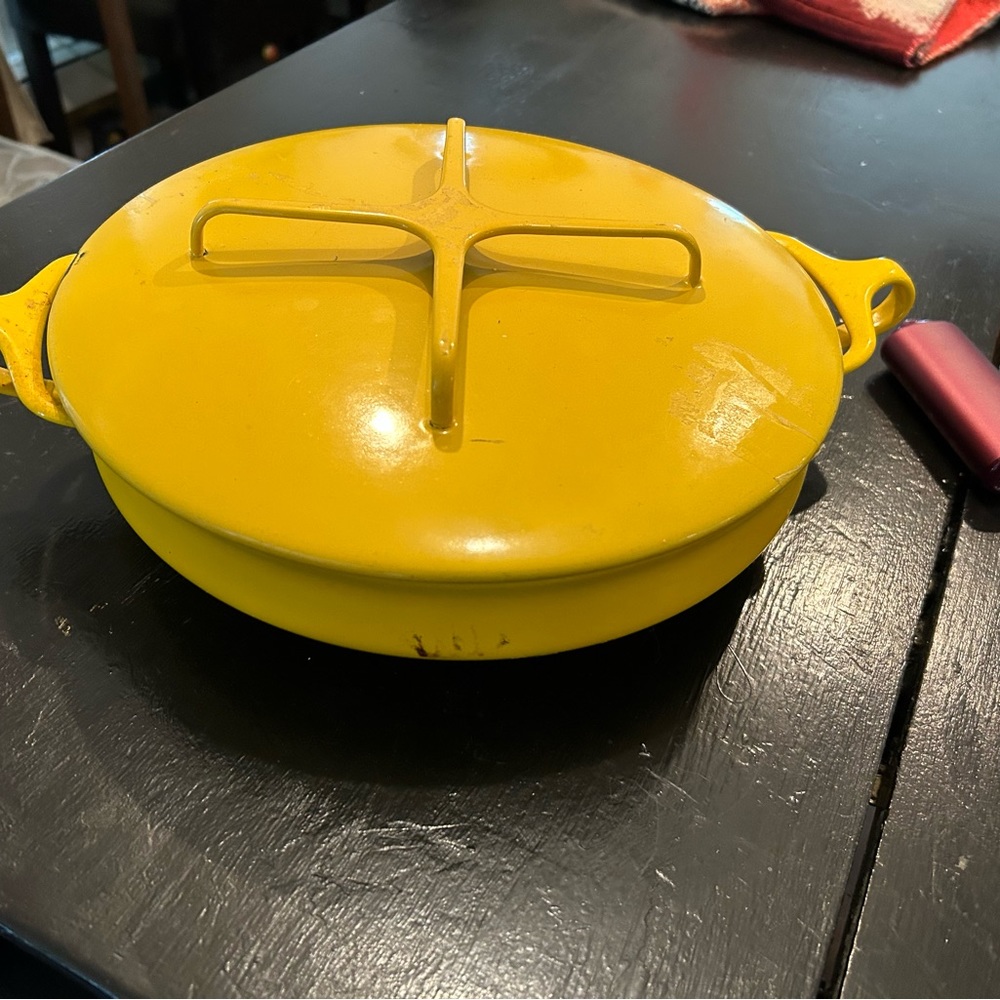 Vintage Dansk cooking pan, yellow, good condition